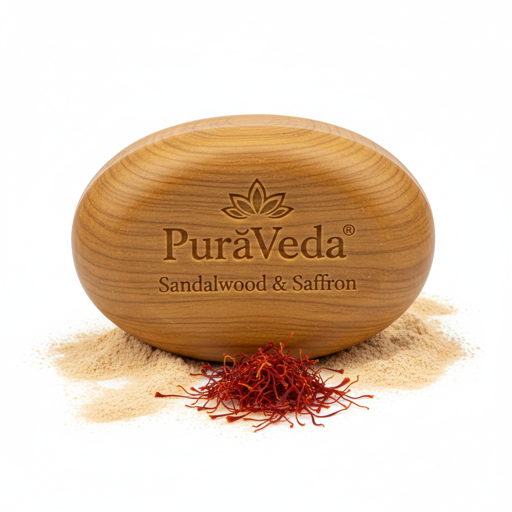 PurāVeda Magic Soap Sandalwood and Saffron De-tan soap bar